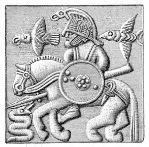 Une possible représentation d'Odin sur un ancien casque scandinave