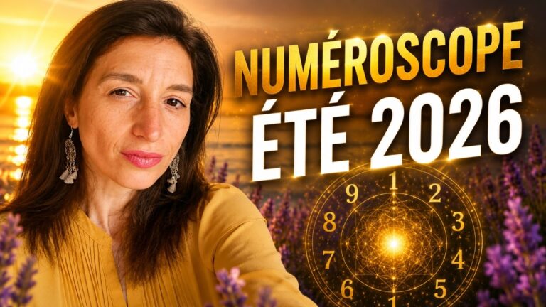 Claire Thomas sur l’affiche du Numéroscope été 2026 avec une roue numérologique dorée.